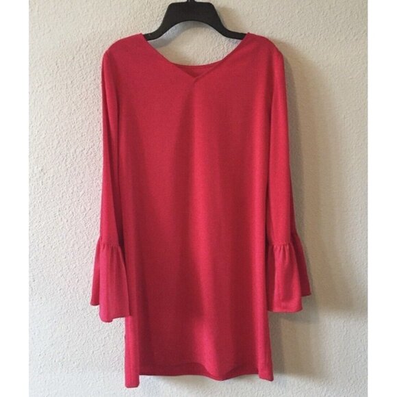 Cremieux Sz 4 Red Ruffle Bell Sleeve Shift Dress S Daniel Nordstroms - Picture 6 of 8